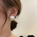 New Trendy Retro Eco Friendly Cotton Pearl Earring Chic 18K Gold Plated Round Pearl Stud Earring Jewelry