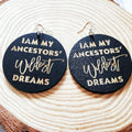RisingMoon Bohemia Afro Wooden Printing Letters Earrings 6*6cm Round African Wooden Earring