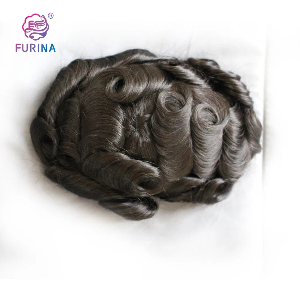 Long Service Life Toupee Human Hair Remy Hair Toupee Grey Hair Replacement Men Toupee
