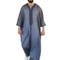 M-4XL Middle Eastern Youth Casual Cotton and Linen Muslim Robe Loose Fitting Thin Linen Grey Muslim Robe