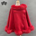 Janefur 2021 Factory Price  Loose Skirt Pendulum Custom Color Women With Fox Fur Collar Cape