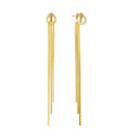 Exquisite Gold Plated Snake Chain Tassel Earrings for Women | 925 Sterling Silver Long Dangle Earring With Heart Studs