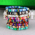 BP1006 Trial Jewelry Rainbow Bohemian African Vinyl Discs Polymer Clay Disc Heishi Beads Elastic Bracelets