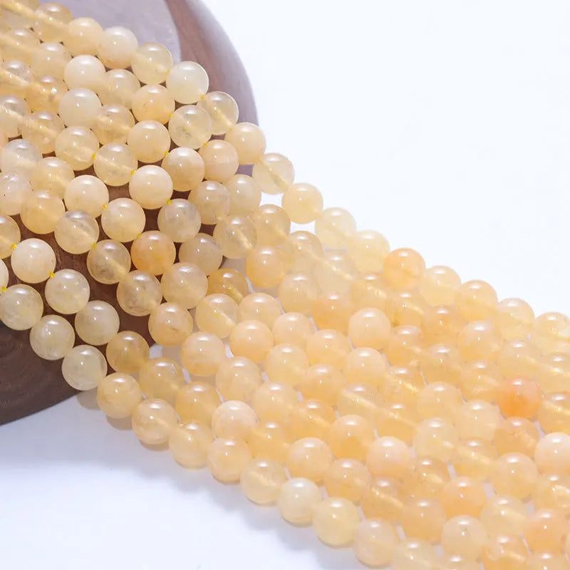 Natural Yellow Opal Loose Beads Smooth Yellow White Agate Stone Beads Handmade DIY Semi-finished Bracelet Necklace Making