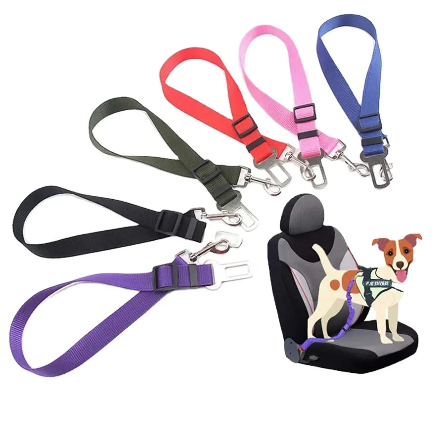Wholesale Adjustable Portable Small Animals Nylon Dog Cat Car Seat Belt Pet Safety 25mm 10g Striped