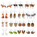 Creative Acrylic Jewelry Cow Fox Tiger Duck Lion Frog Snail Pendant Earrings Various Cute Animal Earrings Gifts for Women