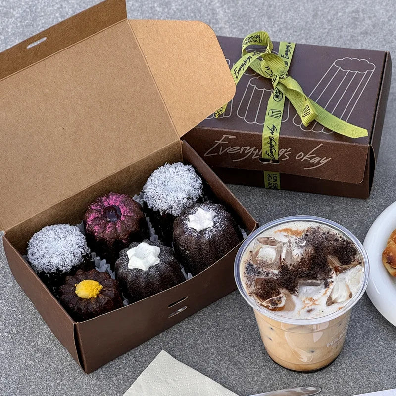 Wholesale Keluli 6-Pack Recyclable Stamping Printed Dessert Pastry Box High-Value Baking Lid and Base Packaging for Food