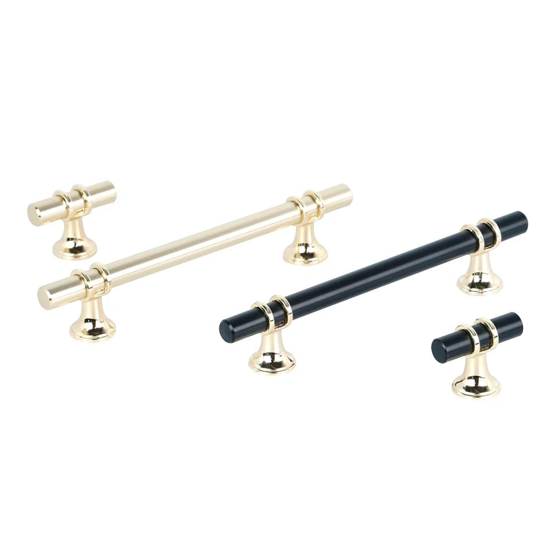 Modern Simple Design Black Gold Aluminum Zinc Alloy Drawer Furniture Handle Knobs Wardrobe Kitchen Pull Cabinet Bedroom Exterior