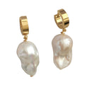 Big Nature Baroque 13-16  mm Freshwater Pearl Stainless Steel With Real Pvd 18K Gold Earring 100% Nature Freshwater Pearl .