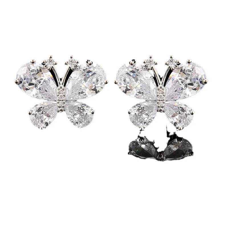 Business Cufflinks Men Light Luxury Copper Butterfly Shape Zircon French Suit Shirt Gemstone Wedding Gift Cross-border