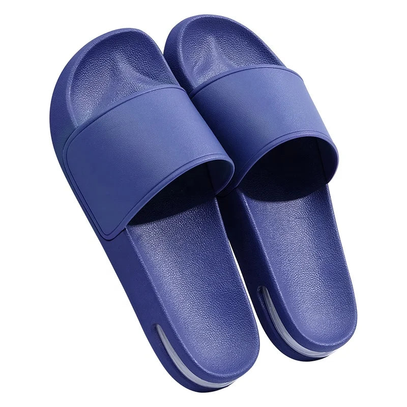 Customized Navy Blue Women's Summer Sandals Light Weight Leisure Flip Flops with Cushioning Embossed Logo for Winter