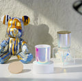 Home Decorate Unique Design Luxury 12oz 14oz pink White Iridescent Candle Jar with Lid and Gift Box