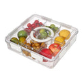 Divided Serving Tray Portable Fruit Storage Containers for Fridge Picnic Parties Snack Box Veggie Tray with Lid and Handle