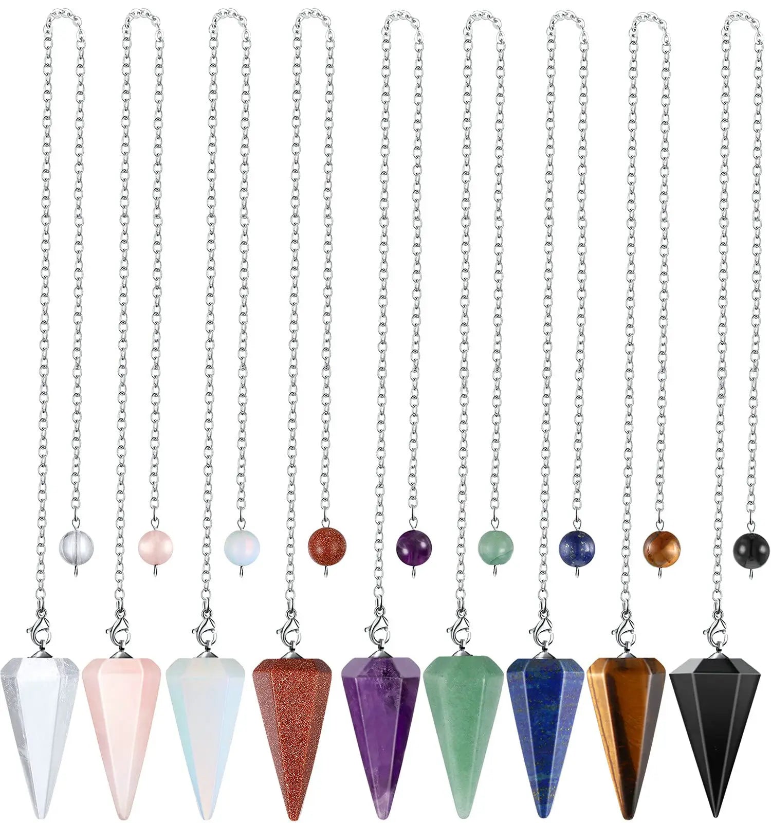 Crystal Pendulums Chakra Reiki Healing Pendants for Divination Dowsing Yoga Meditation Quartz Pendulum Jewelry for Women Men