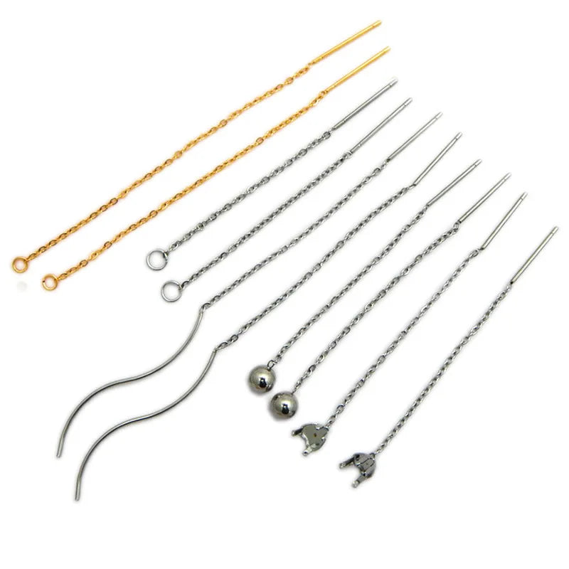 Wholesale Stainless Steel Earring Findings Long Chain Earrings Curved Line Threader Earring Accessories