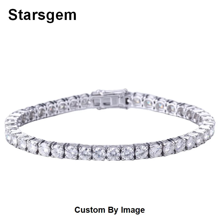 14K Solid Gold DEF VVS Real Diamond Bracelet Chain HPHT CVD Lab Grown Diamond Tennis Bracelet for Women Mens