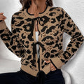 Wholesale New Leopard Print Bow-Tied Knit Sweater Autumn and Winter Women's Long Sleeve Casual Loose Sweater