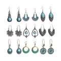 Summer Bohemian Ethnic Earrings Accessories Geometric Exaggerated Dangle Earrings Vintage Turquoise Earrings for Women Girls