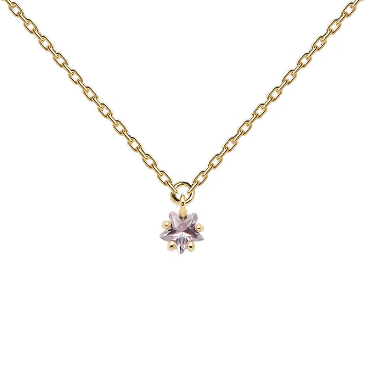 Boho Jewelry 925 Silver Gold Elegant Solitaire Star Shaped Crystal Zirconia Pendant Necklace