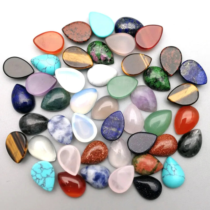 8*10/10*14/12*16/13*18/15*20/18*25mm Crystal Natural Stone Water Drop Ring Face Stone Cabochon Gemstone for DIY Jewelry Making