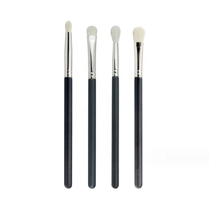 FYD 4pcs Eye Blending Brush Set Goat Weasel Hair Black Silver/green Eye Shadow Eye Makeup Brushes Set With Bag Private Label