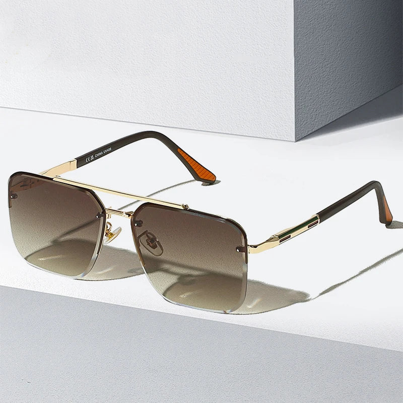 Twooo 22316 Driving Square Metal Frame Glasses Outdoor Shades Designer Sunglasses