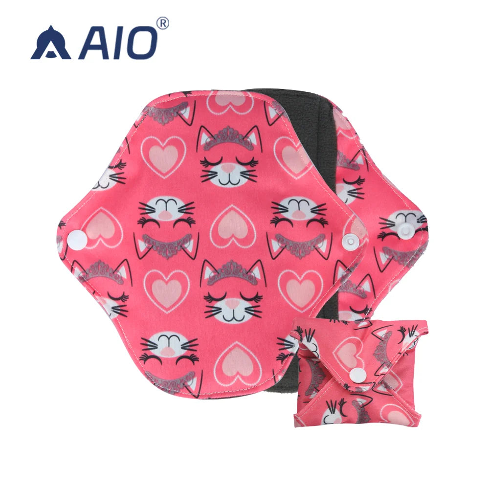 Digital Printing 18*18cm Reusable  Grey Polar Fleece Lining Feminine Menstrual Period Pads Organic Sanitary Daytime Use Washable