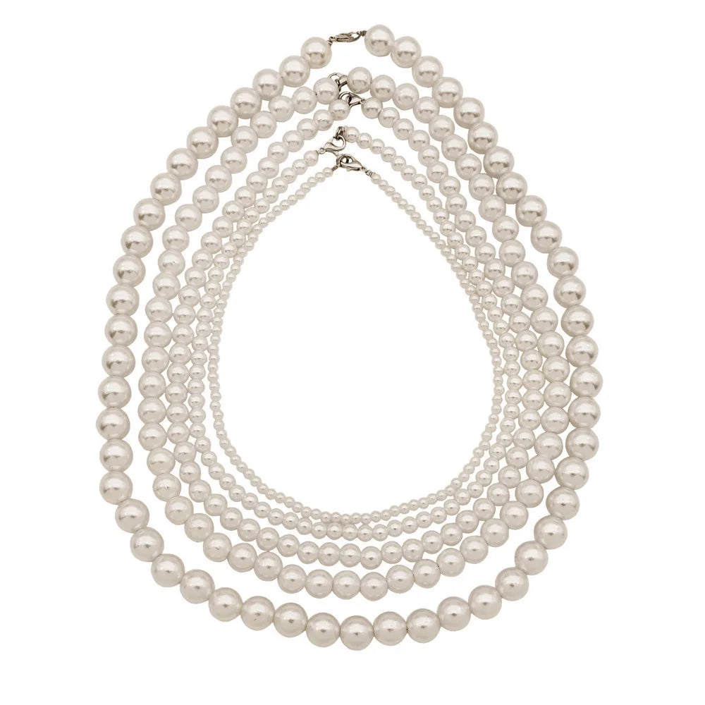 New Handmade Beaded Necklace Jewelry Round Pearl Necklace Korea Double Pearl Clavicle Chain Choker Pearl Necklace for Women