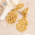 SUMMLY Trend Wholesale Fine Luxury Simple 18K Gold Plated Coral Charm Pendant Stainless Steel Earrings Fashion Jewelry