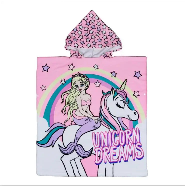 Skymoving Hot Sale Custom Cartoon Animal Microfiber Hooded Beach Towel for Kids' Summer Fun Made From Durable Polyester