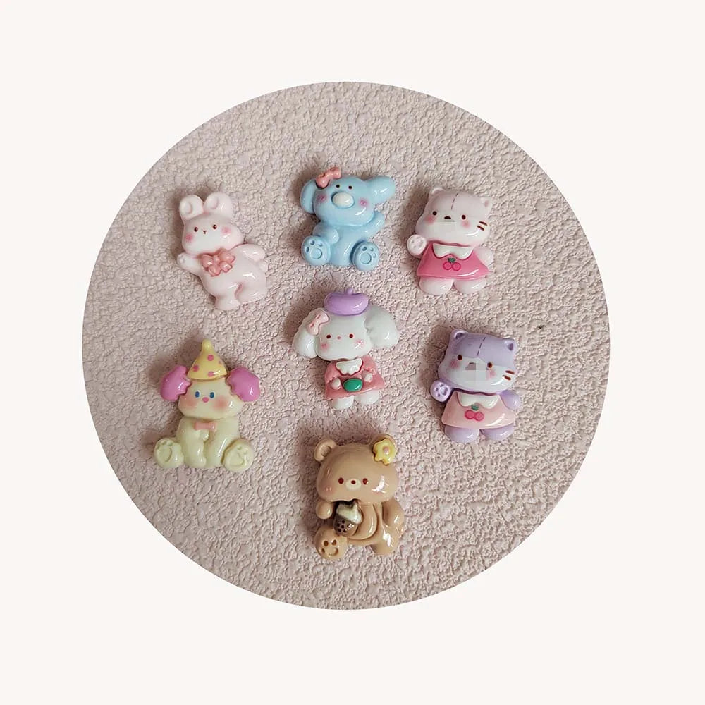 Cute Resin Flat Back Cabochon Cartoon Animal Cat Dog Scrapbook Kawaii DIY Embellishments Charm Craft Deco Parts