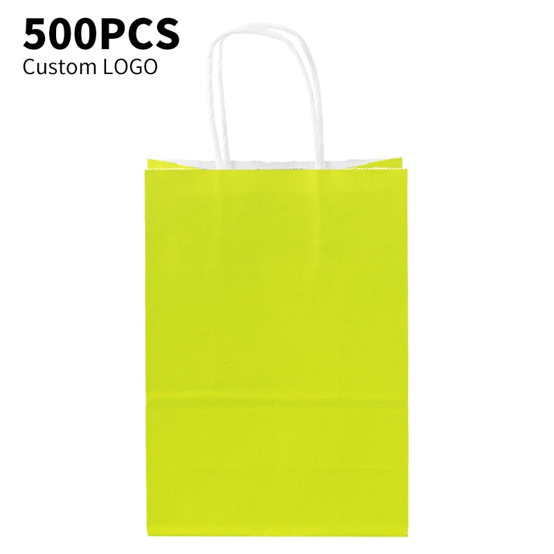 Custom Printed Eco-Friendly Craft Paper Bag with Handles for Restaurant Catering Takeaway Togo Packaging Featuring Your Own Logo