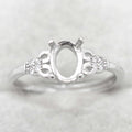 Sterling Silver 5*7mm Semi Mount Ring Empty Frame Blank Support Claw Setting S925 Base Holder Without Center Stone for DIY Inlay