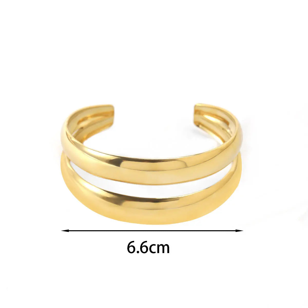 Minimalist 18K Gold Plated Stainless Steel Bangles Glossy Open Cuff Bracelet Multi-Layer Temperament Open Bangles for Women
