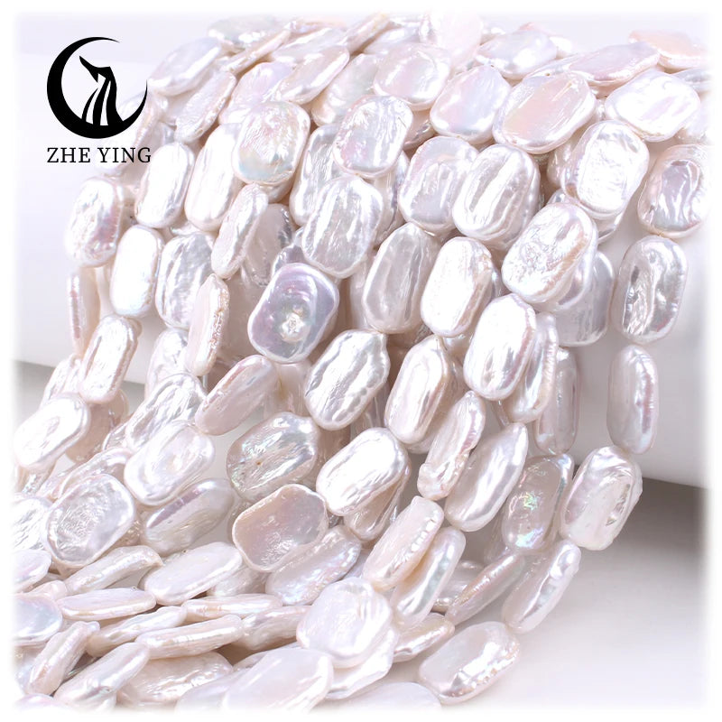 Wholesale 12x16mm Rectangle Cultured Freshwater Pearl Beads Baroque Loose Pearls for Jewelry Making Natural Pearl Beads