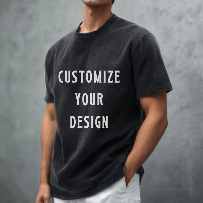 Custom t Shirt 230gsm Men's 100% Cotton Tshirt Luxury Quality Rib O-neck Blank Printed Drop Shoulder Oversize T-shirt for Men MegaBDM