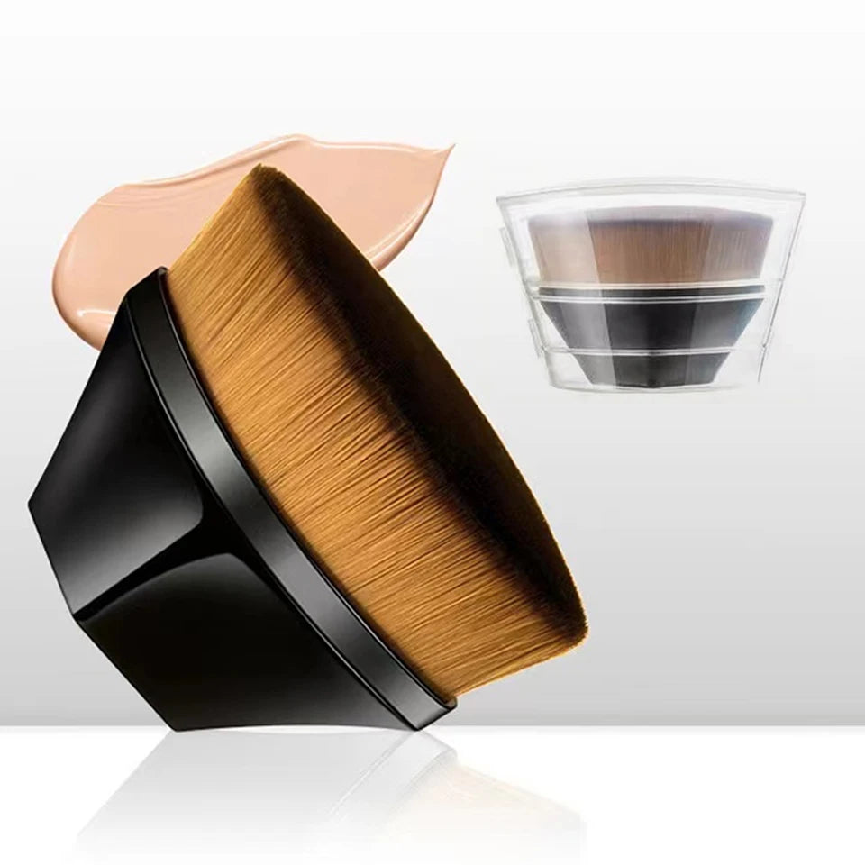Private Label Flat Top Large Kabuki Brush Foundation Brush for Blending with Protective Case