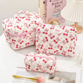 Wholesale Ladies Large Capacity Cosmetic Bag Multi-Functional Storage Bag Simple Fresh Cherry Bow Cosmetic Bag Zipper Women Lady