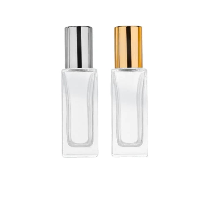 10ml Thick Glass Roller Perfume Bottle Empty Square Roll-On for Lip Oil Eye Cream Screw Cap Refillable Essential Oil Bottles