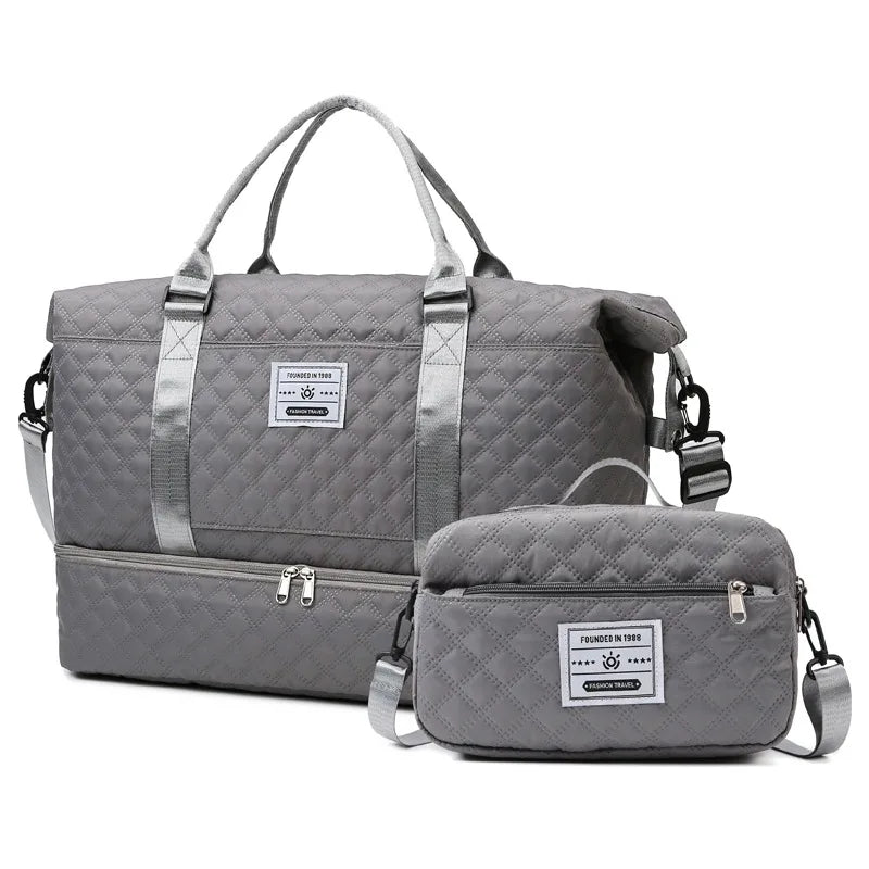 Large Capacity Casual Fitness Duffel Bag 2 Wet Pockets Small Handbag Oxford Material Zipper for Yoga Weekend Shoe Cabinet