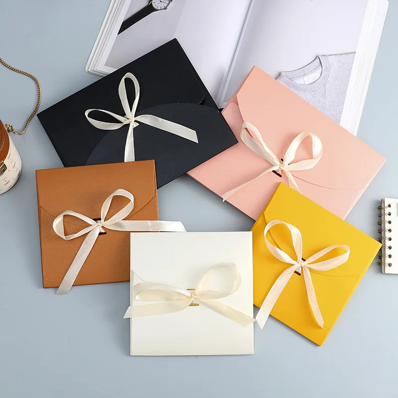Pearl Paper Envelope With Ribbon Scarf Panties Packing Thickened Western-style Bow Knot Envelope Gift Box