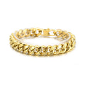KALEN Gold Black Silver Plated Classic Mens Cuban Link Bracelets Chain Bangles