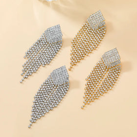 New Trend Metal Rhinestone Tassel Earrings Wedding Banquet Creative Jewelry 2024 Women's Elegant Accessories Gift