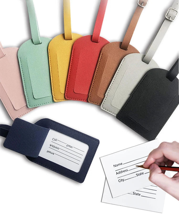 Custom Adjustable Multi-Color Plane Boarding Pass Suitcase Tag Luxury Travel Named Baggage Tags Blank Pu Leather Luggage Tag MegaBDM