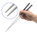 (ALWH-A004) 12-inch Stainless Steel Japanese Chef's Sushi Chopstick Set with Pakkawood Handles and Non-Slip Grooves on the Tips