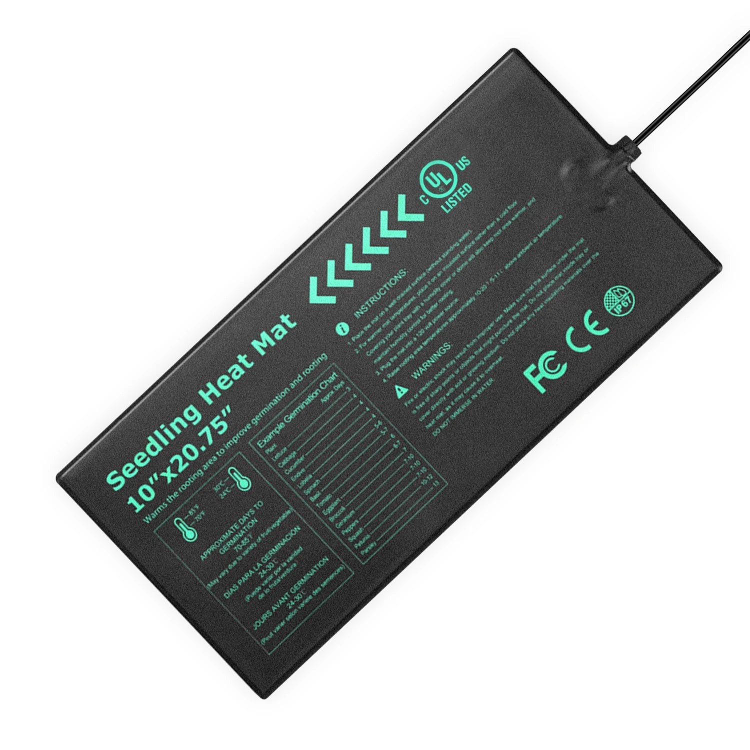 Commercial Seedling Heating Mat Waterproof Heat Pads PVC 20W Heat Germination & Propagation for Seed Starting
