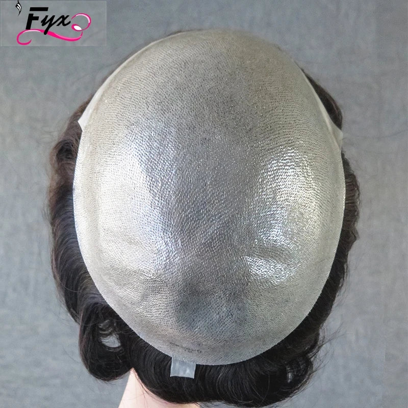 FYX Human Hair Toupee Man Hair Topee Hair Toupee for Men