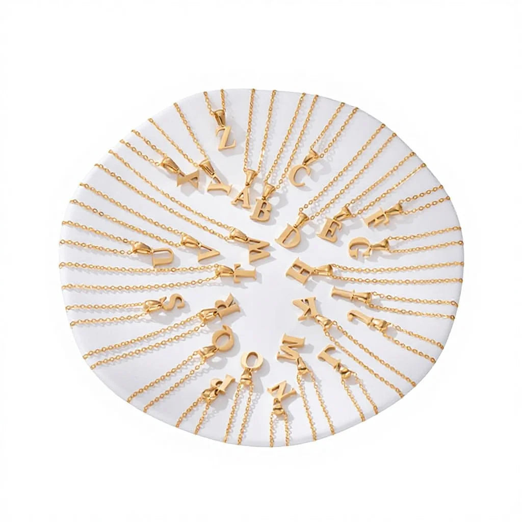 Stainless Steel Gold/Silver Initial Necklace Women Girls 14K Gold Plated Dainty Letter Box Chain A-Z Personalized Wedding Party