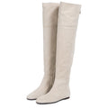 Casual Flat Shoes White Faux Suede Side Zipper Round Toe Winter Knee High Boots Women Shoes Plus Size
