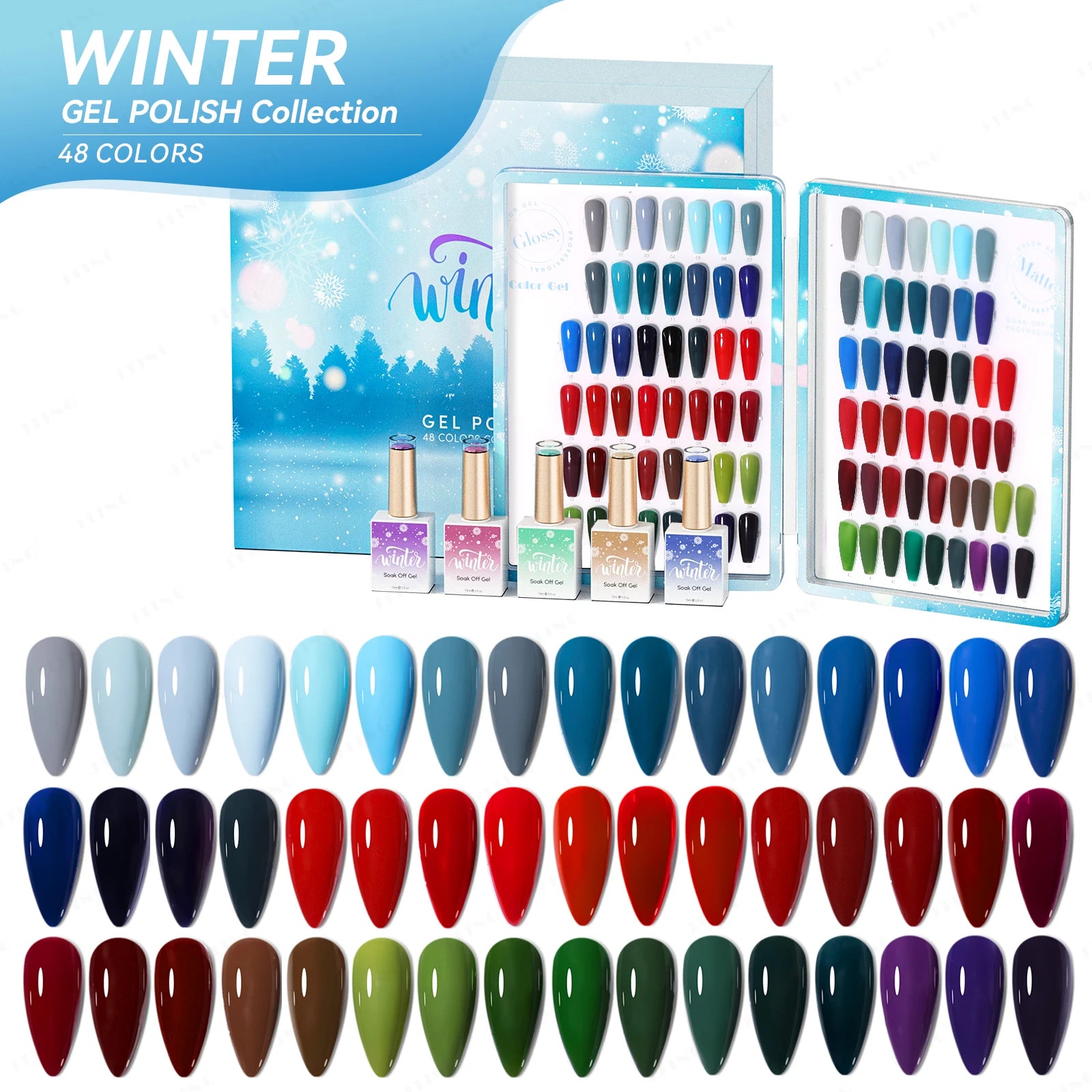 JTING Unique Design Winter Gel Polish 48colors Collection Gift Box with 15ml Bottle Private Label Free Color Book